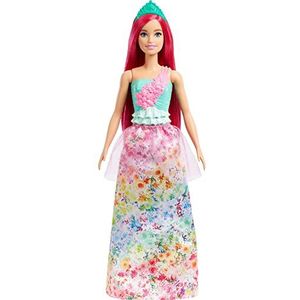 Barbie Prinses - Blonde pop met roze kroon en rok met bloemenprint en tule - Vanaf 3 jaar - HGR15
