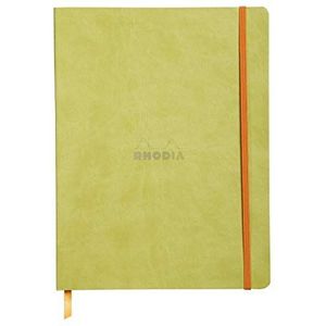 Rhodia 117556C Notitieboek Rhodiarama met zachte envelop, gestippeld, 80 vellen, 90 g ivoorkleurig papier, 190 x 250 mm, bladwijzers, binnenzak, 1 stuk, anijsgroen