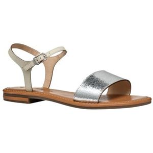 Geox D Sozy S J Slide sandalen voor dames, zilver/papyrus, 36 EU, Silver Papyrus, 36 EU