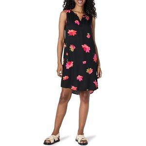 Amazon Essentials Mouwloos geweven Shift jurk Shirt, roze en zwart bloemen,