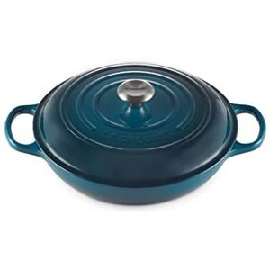 LE CREUSET 21180306422430 Gourmetpan, 30 cm, diep groenblauw, gietijzer