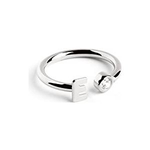 SINGULARU - Gepersonaliseerde letterdiamanten ring, zilver, verstelbaar, 925 sterling zilver, gerhodineerd, eenheidsmaat, sieraden voor dames, gemaakt in Spanje, Ajustable, Sterling zilver, niet van