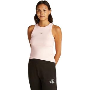 CK JEANS Dames GEWOVEN LABEL RIB TANK TOP J20J225302, Roze (Silver Peony), L, Roze (Zilveren Pioenen), L