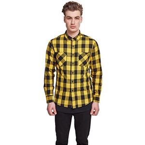 Urban Classics Herenhemd geruit flanellen shirt, lange mouwen, bovendeel voor mannen met borstzakken, verkrijgbaar in vele kleurvarianten, maten XS - 5XL, Blk/Honey, L