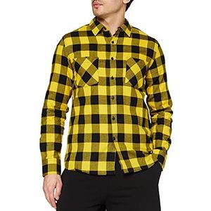 Urban Classics Herenhemd geruit flanellen shirt, lange mouwen, bovendeel voor mannen met borstzakken, verkrijgbaar in vele kleurvarianten, maten XS - 5XL, Blk/Honey, L