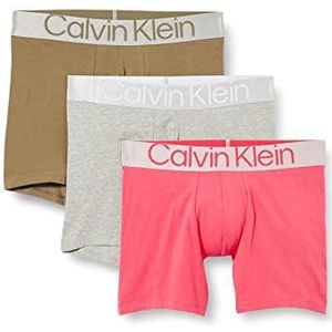 Calvin Klein Boxer Briefs heren Boxer Brief 3pk , Cerise Lipstick, Gry Hthr, Grijs Olv , XS