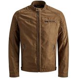 Heren Jack & Jones kunstleren jas Plus Size | Biker Bomber Overgang Blouson | oversized JJJEROCKY, kleuren: bruin, maat jassen: 6XL, Cognac/patroon: nep suède, 6XL