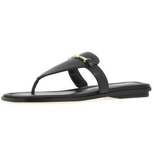 Michael Kors - Lena Slides - Schoenen - Zwart - Leer - Subtiele Gouden Accenten