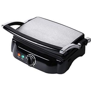 OHMEX OHM-STK-1109 grillrooster voor vlees en zandwitch, 1500 W, bakoppervlak: 27,1 x 18,8 cm, 2 uitneembare platen, gemakkelijk te reinigen