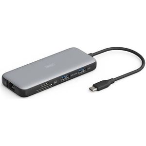 DIGITUS - USB-C Docking Station - Grijs - 8-poorts - 2x HDMI UltraHD 4k/60Hz - 2x USB-A 3.2 Gen2 - 1x USB-C 100W PD 3.0 - 1x RJ45 - Dubbele Kaartlezer