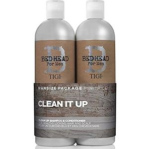 Bed Head for Men by Tigi Clean Up shampoo voor dagelijks gebruik en conditioner, 2 x 750 ml