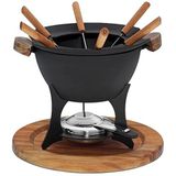 Kela 16644 Fondue-set, 11 stuks, 6 personen, gietijzer, 1 l,27,00x27,00x21,50 cm, zwart