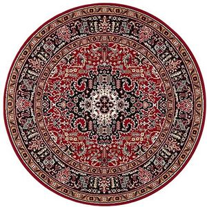 Nouristan Mirkan Orient tapijt, rond, woonkamertapijt, oosters, laagpolig, vintage, oosters tapijt voor eetkamer, woonkamer, slaapkamer, rood, 160 cm