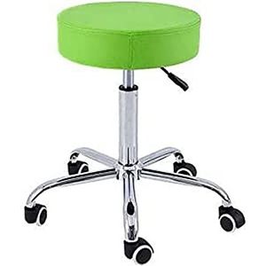 QUIRUMED Kruk met 5 wielen, staal, pistachegroen, bekleding van kunstleer, vulling met hoge dichtheid, licht, in hoogte verstelbaar, tot 150 kg