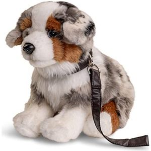 Uni-Toys - Australische herder puppy, zittend (met lijn) - 22 cm (hoogte) - pluche hond, huisdier - pluche dier, knuffeldier