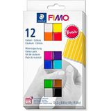 STAEDTLER Ovenhardende modelleermassa FIMO soft in basic kleuren, zacht en soepel, speciaal voor beginners en hobbykunstenaars, 12 halve blokken à 25 g in gesorteerde kleuren, 8023 C12-1