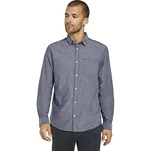 TOM TAILOR Mannen Fijn gestructureerd overhemd van biologisch katoen 1021066, 24493 - Navy Chambray With White Dobby, XXL