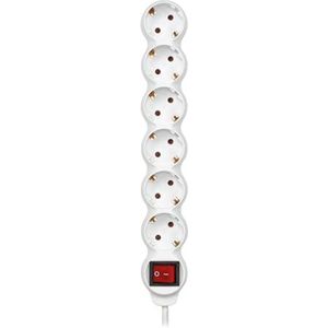 Simon Brico BasicLine – basis 6 Schuko stopcontact + schakelaar + kabel 1,5 m 3 G1 wit tasje lipje