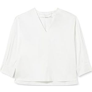 Seidensticker Damesblouse, modieuze blouse, curvy fit, V-hals, lange mouwen, stretch, katoenmix, wit, 48 NL