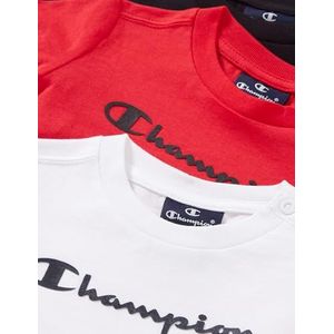 Champion Legacy American Classics-Logo S/S Pack T-shirt (3-pack) voor jongens, (wit/zwart/rood), 12 Maanden