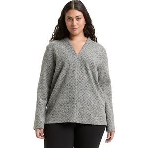 TOM TAILOR Plussize sweatshirt voor dames, 39179 - Zwart Wit Argyle Structuur, 54 Grote maten