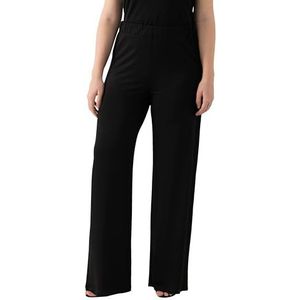 Ulla Popken Dames grote maten grote maten plus size slinky broek, brede pijpen, elastische band, Slinky-piqué 819306, zwart, 32W / 32L