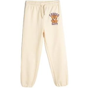 Koton Girls Jogger Sweatpants Trekkoord Teddy Bear Printed Detail, 057 (beige), 7-8 Jahre