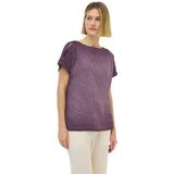 Cecil - T-shirt - Mulberry Red - Met Knoopdetails op de Schouder