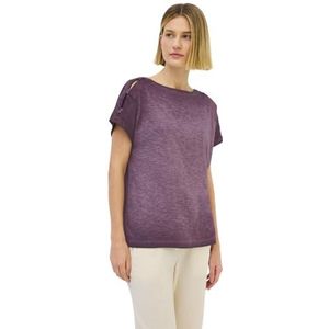 Cecil - T-shirt - Mulberry Red - Met Knoopdetails op de Schouder