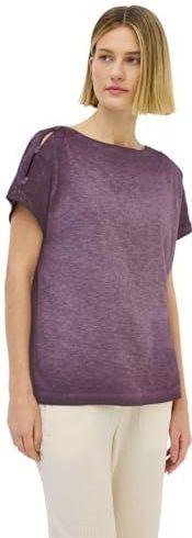 Cecil - T-shirt - Mulberry Red - Met Knoopdetails op de Schouder