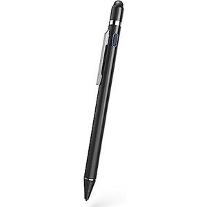 Hama Tablet Pen (stylus actief, ultrafijn, voor Android/iOS, mobiele telefoon, tabletpen, oplaadbaar, voor capacitief touchscreen, iPad compatibele pen, touchpen, met clip) zwart