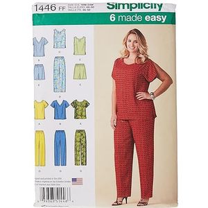 Simplicity Naaipatroon 1446: Six Made Easy Pull on tops en broeken of shorts voor Plus, maat, papier, wit, FF (18W-20W-22W-24W)