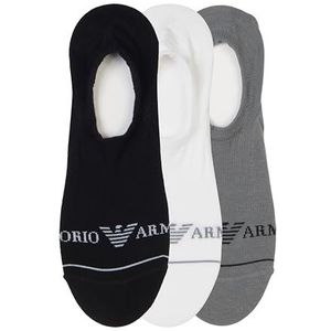EMPORIO ARMANI MAN'S EXTENDED LOGO 3-PACK SOKKEN INVISIBILE ZWART S/M, Zwart, S