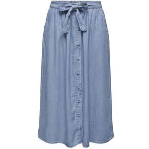 ONLY Jeansrok voor dames, hoge taille, midi, blauw (light blue denim), XL