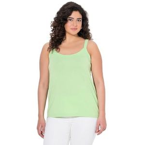 Ulla Popken Damestop, grote maten, grote maten, plus size, spaghettitop, ronde hals, modalmix, mouwloos, groen, 42-44