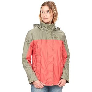 Marmot Women's Wm's PreCip Eco Jacket, Waterproof Jacket, Lightweight Hooded Rain Jacket, Windproof Raincoat, Breathable Windbreaker, Ideal for Running and Hiking, Grapefruit/Vetiver, S