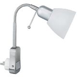 Trio-Leuchten 8911211-07 stekkerspot 1xE14 max. 40W met schakelaar + flexibele arm, metallic, wit