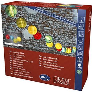 Konstsmide 4161-502 LED decoratieve lichtketting ""kleurrijke plastic ballen "" / voor buiten (IP44) / VDE getest / 24V buitentransformator / 40 warmwitte diodes/witte kabel