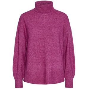 PIECES Dames Pcmalou Ls Rollneck Knit Noos Bc gebreide trui, Festival Fuchsia/Detail: melange, S