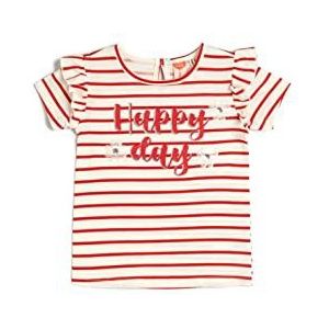 Koton Babygirls gestreept T-shirt met ruches en pailletten en korte mouwen, Rood design (4d1), 3-4 Jaar