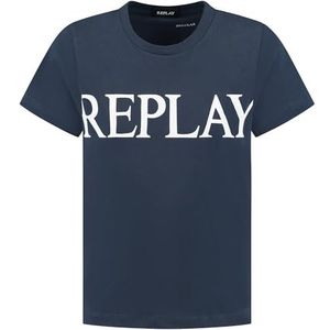 Replay T-shirt voor jongens, regular fit, korte mouwen, 088 Deep Blue, 14 Jaar
