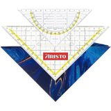 Aristo AR18001B Set 3in1 - TZ-driehoek AR1650/2 & geodriehoek AR1552 incl. Geocover beschermhoes (driehoeken met inktnoppen, Geocover met gat en magneetsluiting) deep blue