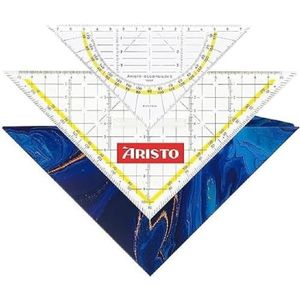 Aristo AR18001B Set 3in1 - TZ-driehoek AR1650/2 & geodriehoek AR1552 incl. Geocover beschermhoes (driehoeken met inktnoppen, Geocover met gat en magneetsluiting) deep blue