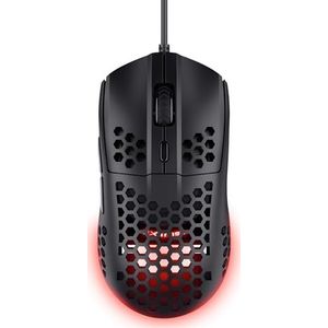 Trust Gaming GXT 928 Helox Ultralichte Gaming Muis 65g, Aanpasbare DPI 200-6400, Bedrade USB Muis, Optische Sensor, 6 Programmeerbare Knoppen, LED RGB Wired Gaming Mouse voor PC Laptop - Zwart