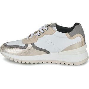 Geox Dames D DESYA Sneakers, White/LT Taupe, 40 EU