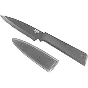 KUHN RIKON COLORI+ Gekarteld mes met lemmetbescherming, anti-aanbaklaag, roestvrij staal, 19,5 cm, grijs