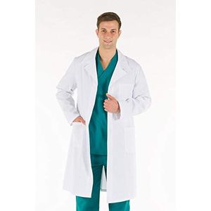 Gima - Witte laboratoriumjas voor heren, Doctor's Work Wear, gemaakt van 100% hoogwaardig katoen, EU-maat 54, professionele en stijlvolle lijn.