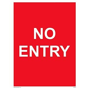 Pack van vijf - NO ENTRY rode achtergrond witte tekst teken - 150x200mm - A5P