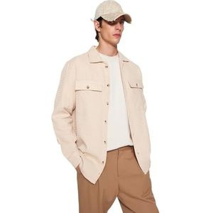Trendyol Recht herenoverhemd met lange mouwen, stone, XL