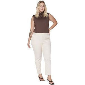 Trendyol Vrouwen normale taille sigaret plus grootte broek, steen, 50, Steen